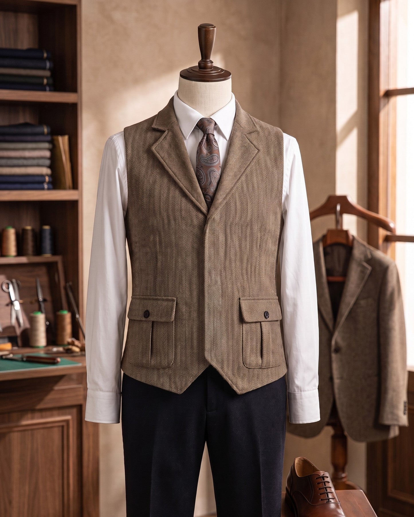 Vittorio Herringbone Waistcoat