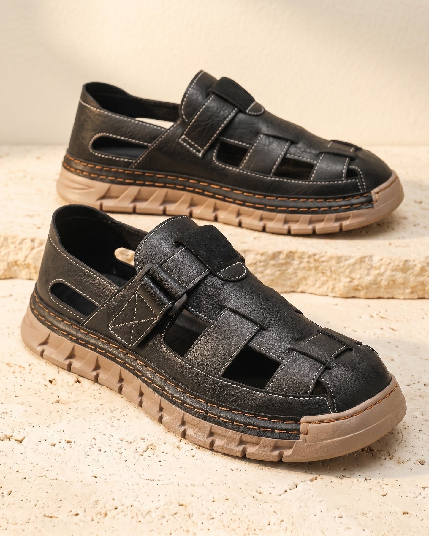 Ciro Leather Closed-Toe Sandals