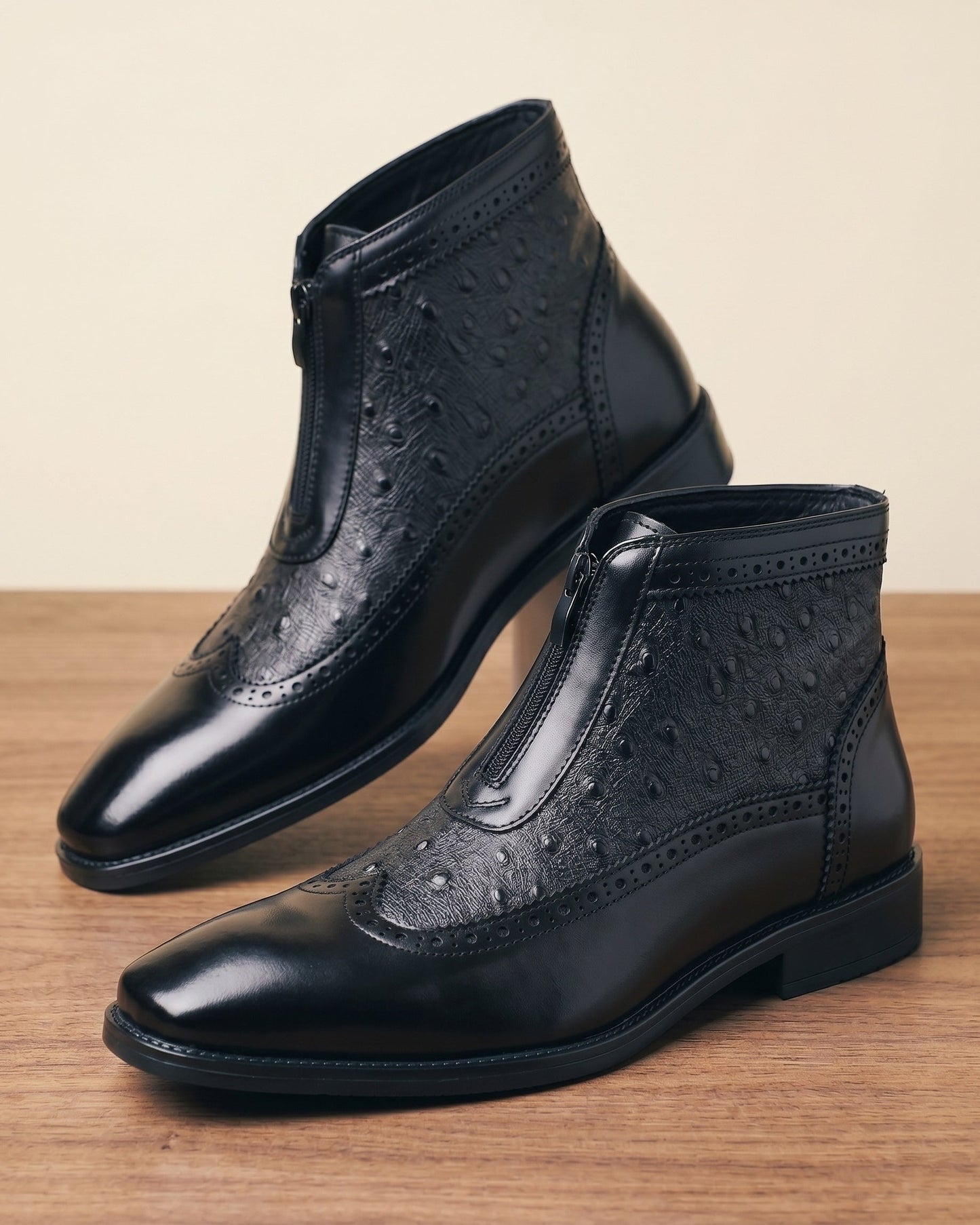 Edoardo Faux Leather Brogue Ankle Boots